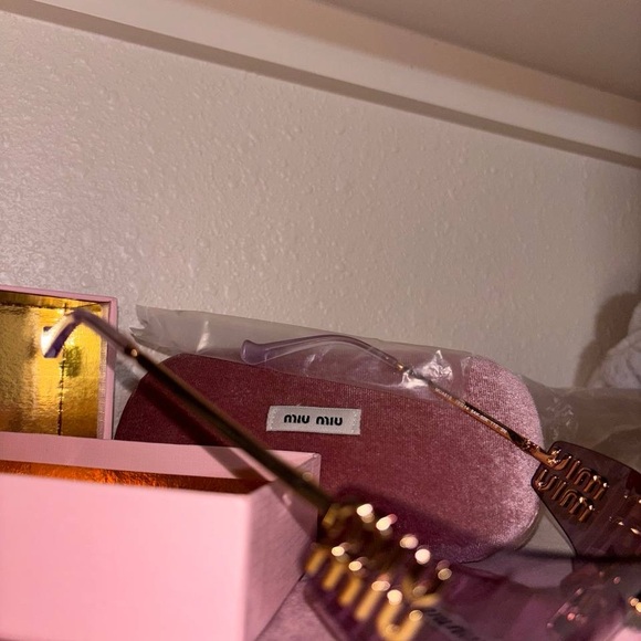Miu Miu Pink and Gold Sunglasses - Picture 1 of 4